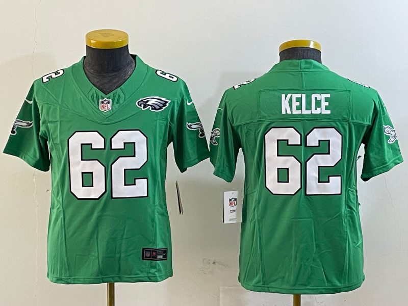 Youth 2025 Philadelphia Eagles #62 Kelce green Nike NFL jersey style 2